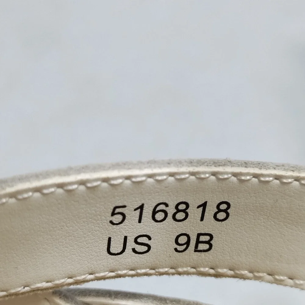 Lands' End Espadrille Wedge Sandals Womens US Size 9B White Ankle Buckle Strap